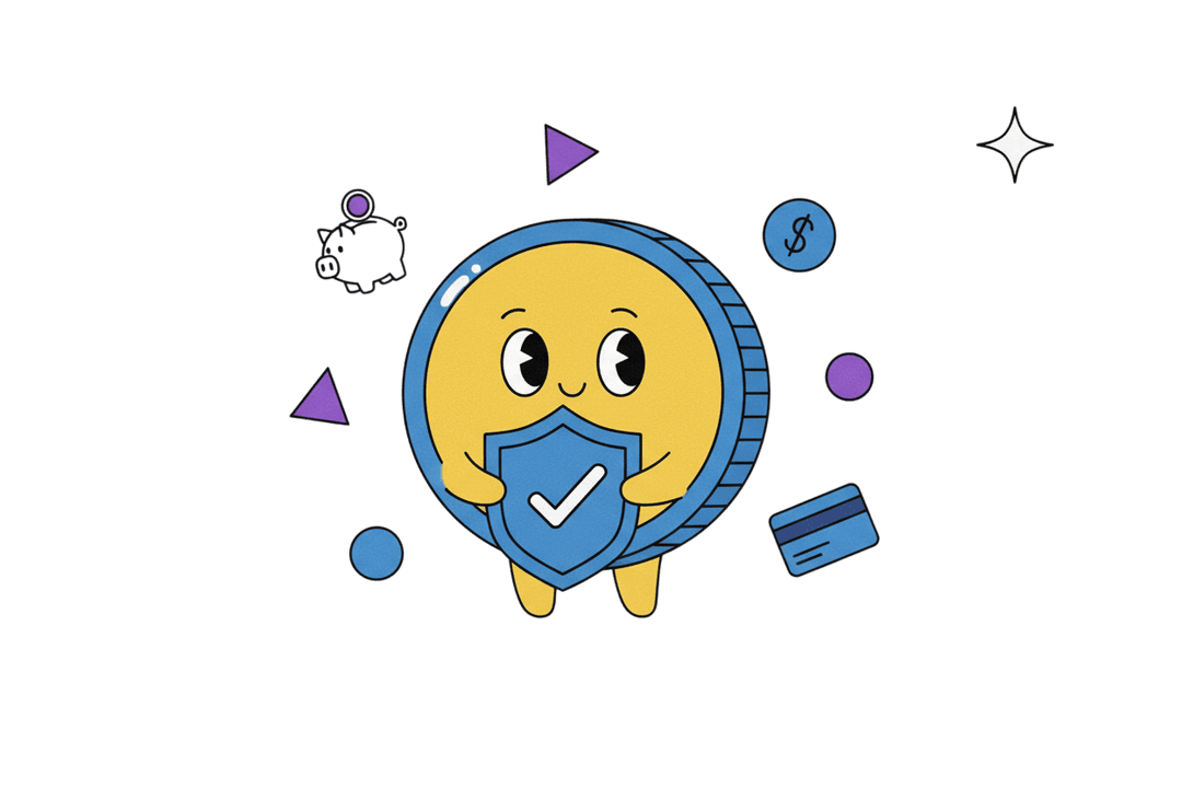 Fintech coin and shield illustration